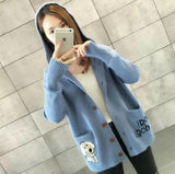 Korean Version Of The New Autumn Women Thick Sweater Knitted Hoodie Loose Outer Coat Women's Top HZ0108