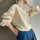 Autumn And Winter New High-End Knitted Open Shirt Lazy Wind High-Collar Loose Thin Sweater Women's Coat HZ0108