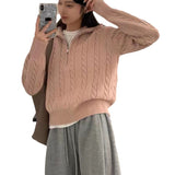 Over-Collar Design Jersey Knitted Jersey Autumn And Winter Women's Long-Sleeved Solid Color Temperament Loose Tops Women's Coat HZ0108