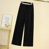 Relaxing High-Waisted Solid-Colored Knitted Broad-Legged Trousers Women's New Korean Version Of The Relaxed Straight Trousers In The Autumn And Winter Of 2025 HZ0108
