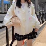 Korean Version Of V-Neck Three-Dimensional Flower Bows Fashion Knitted Jersey Autumn And Winter New Loose Lazy Sweet Sweater Woman HZ0108