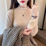 Half-High Collar One-Piece Velvet Bottom Shirt For Women With Autumn And Winter New Plus-Thick Sweater Knitted Cotton Jersey HZ0108