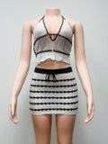 2025 Summer Fashion V-Neck Hanging Back Hottie Knitted Shirt Short Fashion HZ0108