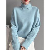 Standing Comfortable Soft-Creator Women's Knitted Shirt Autumn Casual Simple Holstered Shirt Long-Sleeved Sweater Woman HZ0108