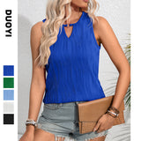 Women's Vest 2025 Lock Hole Collar Sleeveless Summer Business And Leisure Basic Top HZ0108