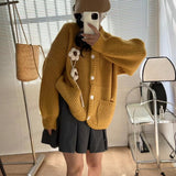 Autumn And Winter New Korean Version Of The Design Sense Three-Dimensional Flower Round-Neck Sweater Gentle Lazy Wind Loose Knitted Shirt Jacket HZ0108