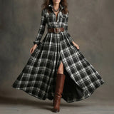 2025 Autumn Women's New Printed Long-Sleeved Shirt Top + 100-Folded Skirt Set Women's Two-Piece HZ0108