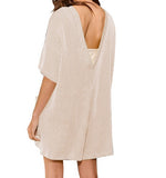 2025 New Lady Loose Pocket Back V-Neck Short-Sleeved Jumpsuit HZ0108