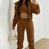 2025 Women's Clothing Fashion Casual Plus Velvet Hoodie Three-Piece Set Women's Winter HZ0108