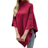 High-Necked Shawl Cloak Direct Sale Autumn And Winter New Solid Color Open Fork Knit Sweater Jacket Woman HZ0108