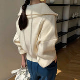 Autumn And Winter New High-End Knitted Open Shirt Lazy Wind High-Collar Loose Thin Sweater Women's Coat HZ0108