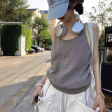 Spice Girls Bare Back Sleeveless Knitted Vest Vest Spring And Summer Design Sense Of Small Loose Lazy Inside Cloth HZ0108