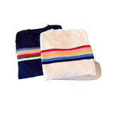 Colored Striped Smiley Face Long-Sleeved Sweater Women's Autumn And Winter New Lazy Style Retro Loose Collar Knitting Top HZ0108