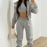 Women's 2025 Spring Suit New Solid Color Simple Hoodie Casual Fashion Sportswear Set HZ0108