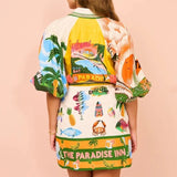 2025 New Casual Fashion Print Shirt Cardigan Temperament Dress HZ0108