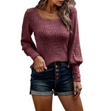 Autumn/Winter 2025 New Lady Pit Grinding Collars Lantern Sleeve Long-Sleeved Top HZ0108