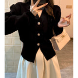 New French Retro Niche V-Neck Short Coat Sweater For Autumn/Winter 2025 HZ0108