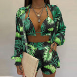 2025 Women's Sexy Three-Piece Spring Beach Fashion Shorts Set HZ0108