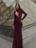Autumn 2025 New Women's Solid-Colored Long-Sleeved Sexy Hollow Bag Hip Dress With Temperament Dress HZ0108