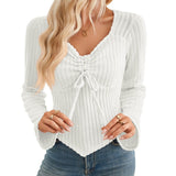 Mid-Winter 2025 New Lady Folding Long-Sleeved Pit Strip Short Top T-Shirt HZ0108