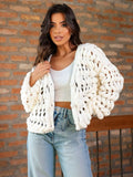 2025 New Women's Fashion High-End Feel Hollow Knitted Open Shirt HZ0108