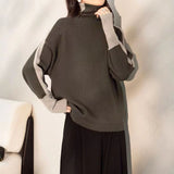 High-Necked Collider Clamming Sweater Women's Autumn And Winter Women's Needle Casual Wind Knitting Knitting Tops Bottom HZ0108