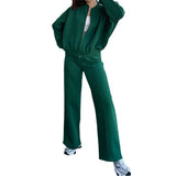 Women's 2025 Spring Sets Casual Pure Color Loose Temperament With Temperamental Solid Color With T-Swear Sports Set HZ0108