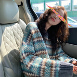 Vintage Jaccupy Rhyme Loose Knitted Sweater Female Students 2025 New Autumn And Winter Wear Lazy Wind HZ0108