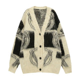 2025 Women's Languid Style Design Relaxed V-Neck Bump Color Long Single Buckle Knit Sweater Open Shirt Jacket HZ0108