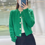 High-End Soft-Dense Cardigan Sweater Women 2025 Autumn And Winter New Retro Loose Jasmine Short Coat Top HZ0108