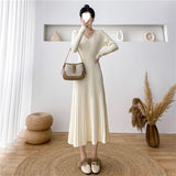 Knitted Dress With Coat Female Autumn And Winter Temperament Famous Woman Senior Sense With A Word Sweater Skirt Skirt HZ0108