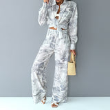 Spring 2025 Women's New Casual Print With Shirt Trousers Fashion Suit HZ0108