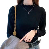 Half-High Collar One-Piece Velvet Bottom Shirt For Women With Autumn And Winter New Plus-Thick Sweater Knitted Cotton Jersey HZ0108