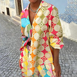 2026 Spring Women's V-Neck Printed Painted Lantern Sleeve Temperament Commer's Elegance Commerity Casual Set HZ0108