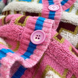 Rainbow V-Neck Sweater 2025 Autumn/Winter Retro-Dwine Knitted Cardigan Women Design Small Soft-Creinating Jacket HZ0108