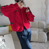 New Cherry Age-Slepeak Sweet Sweater Women's Short Thick Knitted Cardigans Lazy T-Shirts In The Fall/Winter 2025 HZ0108