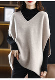 Spring And Autumn New Knitted Vest Women's Bat Shirt V-Neck Solid Color Cane Shoulder Women Loose Lazy Outside Wearing Fashion Clip HZ0108