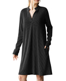 Autumn/Winter 2025 New Lady V-Neck Long Sleeves Loose Dress HZ0108