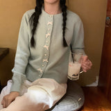 Spring And Autumn Bow Pearl Button Sweater Women's High Sense Korean Casual Gentle Wind Knitted Shirt Coat HZ0108