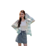 2025 Color New Korean Version Of The Mahai Hair Anti-Sleeve Loose Striped Knitted Shirt Women's Top Coat HZ0108