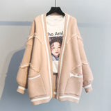 2025 Autumn And Winter Women's Version Of Loose Letter Thick Thick Knitted Cardigan In The Long Sweater Autumn Winter Coat Woman HZ0108