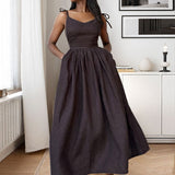 Spring 2025 Dress Women's Elegant Back Sexy V Collar High-Waist Fashion Sleeveless Sling Dress HZ0108