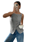 2025 Summer New Lady Casual Button Sleeveless Slings Vests HZ0108