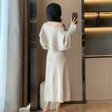 New French High-Grade Slim Slimy Small Small Fragrant Style Two Sets Of Knitted Dress Woman HZ0108