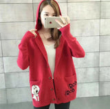 Korean Version Of The New Autumn Women Thick Sweater Knitted Hoodie Loose Outer Coat Women's Top HZ0108