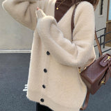Imitating Sleeve Open Shirt Women Loose Korean Version Of 2025 Autumn And Winter Women's Clothing Lazy Wind Outside The Thin V-Neck Knitwear HZ0108