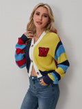 Women's 2025 New Fashion Casual Colored Sweater Striped Collider Button Short-Sleeved Coat HZ0108