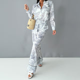 Spring 2025 Women's New Casual Print With Shirt Trousers Fashion Suit HZ0108