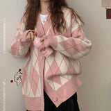 Korean Version Of The Autumn And Winter 2025 New Slacken Loose Sweater Cardigan Female Rhyme Long Outer Knitwear HZ0108
