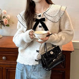 Korean Ocean Gas Age-Reasing Loose Knitted Women's Jacket 2025 Autumn And Winter Sweater Languid Soft Glutinous Doll Collar Top HZ0108